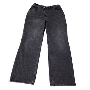 Abercrombie 90s Relaxed Jeans 28 Black High-Rise Asymmetrical Button Curve